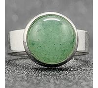 WLLDDDIU Ring Damen, Vintage Naturstein Grün Aventurin Offene Ringe Für Frauen Klassische Ringe Für Damenhochzeitsgeschenke Einstellbar