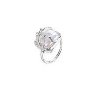 WLLDDDIU Ring Silber 925 Damen, Französische Retro-Barock-Ringe 925Er Sterlingsilber-Ringöffnungsringe Verstellbare Ringe Für Männer, Frauen, Besondere Anlässe, Paargeschenke, Charm-Edelsteinschmuck