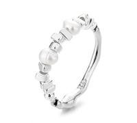 WLLDDDIU Ring Silber 925 Damen,S925 Sterling Silber Unregelmäßiger Silberspleißperlenring Leichte Luxuriöse Offene Perlenringe Verstellbar für Frauen Teenager-Mädchen Mode Sanfte Silberne Daum
