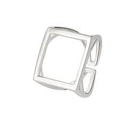 WLLDDDIU Ring Silber 925 Damen, Verstellbare Damenringe Quadratisch Durchbrochen 925Er Sterling Silber Minimalistisch Geometrisch Ewigkeitsringe Trauringe Versprechen Ringe Für Mädchen Damen