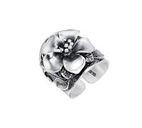 WLLDDDIU S925 Sterling Silber Blumen Ring Verstellbare Ringe Retro Offener Ring Silber Daumenring Ewigkeitsring Hochzeit Charme Schmuck Geschenke Für Männer Mädchen Damen