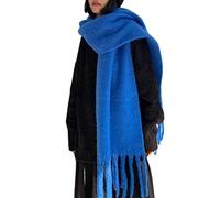 WLLDDDIU Schal Damen Damen-Schal Aus Kaschmir-Gefühl, Weicher, Dicker, Warmer Strickschal, Blauer Schal, Quaste, Wickelschal, Winter-Deckenschal, Einfache Stola-Schals Für Damen Und Mädchen