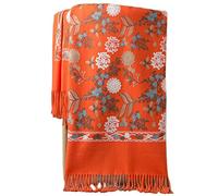 WLLDDDIU Schal,Damen Schal Cashmere Feel Warm Pashmina Schal Nepal Ethno Stickerei Schal Schnee Perle Blume Orange Wickelschal Winter Decken Schal Trendige Stola Schals Für Damen Mädchen