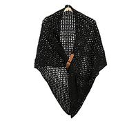 WLLDDDIU Schal Damen Winter,Winterschals Groß Aushöhlen Stricken Dreiecksschal Warmer Schal Dicke Decke Lederschnalle Schwarzer Schal Großer Winterschal Trendige Stola-Schals Für Frauen