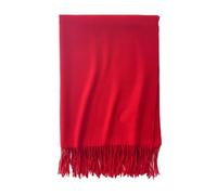 WLLDDDIU Schal Damen, Winterschals Rot Weich Warmer Schal Dicke Decke Einfarbig Quaste Kaschmir Schal Lang Groß Winterschal Trendige Stola Schals Für Damen Mädchen