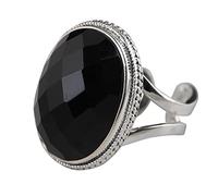 WLLDDDIU Silberringe Damen 925,925 Sterling Silber Frauen Runde Schwarze Onyx Verstellbare Ringe Retro Alte Mode Facette Verstellbare Ringe Energie Charme Hochzeit Schmuck Geschenke Für Männer Dam