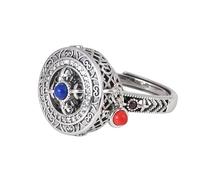 WLLDDDIU Silberringe Damen 925,Daumenringe Aus 925Er Sterlingsilber für Damen, Retro Stil, Sechs Wort Mantra, Offener Fingerreif, Handgefertigt, Gebetsmühle, Verstellbare Reifen, Tibetischer Amule