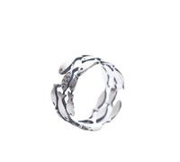 WLLDDDIU Silberringe Damen 925,S925 Sterling Silber Fisch Ring Verstellbare Ringe Durchbrochener Altmodischer Offener Ring Silber Eternity Ring Hochzeit Charme Schmuck Geschenke Für Männer Mädche