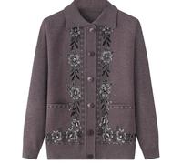 WLLDDDIU Strickjacke für ältere Damen,klassisch,leicht,Strickjacke,mittleres Alter und ältere Menschen,Strickjacke,alte Dame,lässiges Oberteil,Oma Kleidung,Mantel,Frühling,Herbst,Mutterkleidung