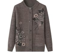 WLLDDDIU Strickjacke für ältere Damen,Klassische Strickjacke mit Strass Druck,Jacke für mittlere und ältere Menschen,alte Dame,lässiges Oberteil,Oma Kleidung,Mantel,Frühling und Herbst,Mutterk