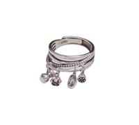 WLLDDDIU verstellbare Ringe für Damen Lotusglocke mehrschichtig Ring aus 925er Sterlingsilber Retro Ethno Silberne Eheringe für Damen,Ewigkeitsringe,Damen Verlobungsringe,Geschenk