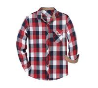 WLLDDDIU Vintage Flanell Overshirt für Herren Klassisches Kariertes Langarmhemd Regular Fit Baumwoll Holzfällerhemd mit Knöpfen Weiche, Warme, Karierte Oberbekleidung für Den Herbst