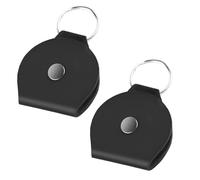 WLLHYF 2 Stück Leder-Schlüsselanhänger-Ringhalter, Schmuck-Reisetasche Ringaufbewahrungsbox Ohrhaken Flache Tasche Münztasche für Workout, Fitnessstudio (Schwarz)