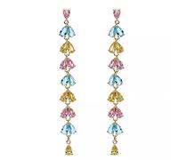 WLLLTY Ohrring Damenmode Silber 925 Ohrringe Multicolor Edelstein Lange Ohrringe Damen Hochzeit Geschenke