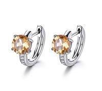 WLLLTY Ohrring Damskie Kolczyki Na Klipsy Z Cytrynem 925 Srebrne Kolczyki Żółty Kamień Szlachetny Damska Wysoka Biżuteria Moda
