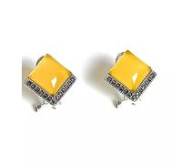 WLLLTY Ohrstecker Damen S925 Sterling Silber Ohrringe Gelber Achat Chalcedon Silber Ohrstecker Sterling Silber Damen Schmuck