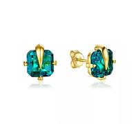 WLLLTY Ohrstecker Turmalin Smaragd Edelstein Damen Einfarbig 925 Sterling Silber Ohrstecker Schmuck