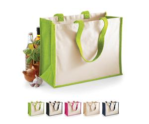WM422 Westford Mill Jutetasche mit Baumwoll-Tragegriffe und -Seitenteile Apple Green 42 x 33 x 19 cm