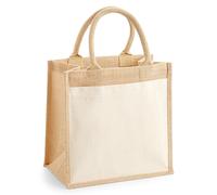 WM426 Westford Mill Cotton Pocket Jute Midi Bag Natural 30 x 30 x 19 cm