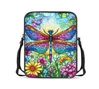 Wnbucioht Damen-Umhängetasche, klein, Messenger-Tragetasche, für Kinder und Erwachsene, Schulterhandtaschen mit Reißverschluss, Vintage Lotus Libelle, Einheitsgröße
