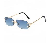 WNCKSQ CATERSIDE Rechteckige Sonnenbrille Herren Randlos Weiß Kupfer Kleine Quadratische Sonnenbrille Für Damen Verlaufsgläser Outdoor-Brille UV400, C07 Blau, 1