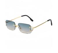 WNCKSQ CATERSIDE Rechteckige Sonnenbrille Herren Randlos Weiß Kupfer Kleine Quadratische Sonnenbrille Für Damen Verlaufsgläser Outdoor-Brille UV400, C11 Grün, 1