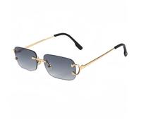WNCKSQ CATERSIDE Rechteckige Sonnenbrille Herren Randlos Weiß Kupfer Kleine Quadratische Sonnenbrille Für Damen Verlaufsgläser Outdoor-Brille UV400, C02 Grau, 1