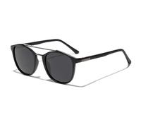 WNCKSQ Doppelsteg-Sonnenbrille für Herren, runde Sonnenbrille, polarisiert, Acetat, Grün/Braun, Unisex, Rahmen schwarz/grau, 1