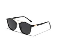 WNCKSQ Doppelsteg-Sonnenbrille für Herren, runde Sonnenbrille, polarisiert, Acetat, Grün/Braun, Unisex, Schwarz/Gold, 1