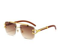 WNCKSQ Modische quadratische randlose Sonnenbrille für Herren, quadratisch, Diamant, Leopardenmuster, Vintage, Dekoration, Brillen, Radfahren, UV400-Sonnenbrille, Farbverlauf, Tee1,1