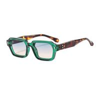 WNCKSQ Quadratische Sonnenbrille für Damen, modisch, mit Farbverlauf, UV400, für Herren, Retro-Nieten, zweifarbig, Grüner Tee, 1