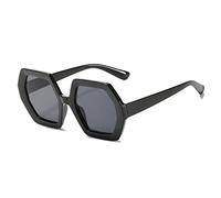 WNCKSQ Quadratische Sonnenbrille für Damen, übergroß, Beige/Braun, Farbverlauf, elegante Polygon-Brille, UV400, C1Schwarz, Schwarz, 1