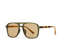 WNCKSQ Quadratische Sonnenbrille im Retro-Stil mit Doppelsteg im Streetstyle (Armeegrün)