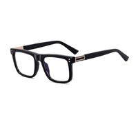WNCKSQ quadratischer Brillenrahmen für Männer, klare Gläser, Acetatbrille, männlich, schwarz, transparent, schwarz mit klar, 1