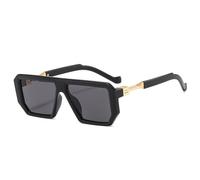 WNCKSQ Retro Polygon Square Sonnenbrille Damen Fashion Jelly Color Eyewear Shades UV400 Herren Trendy Sonnenbrille, Mattschwarz Grau, 1