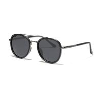 WNCKSQ Runde Sonnenbrille mit Doppelsteg für Herren, Metall, Unisex, polarisierte Sonnenbrille für Damen, Autofahren, Grün, Grau, Braun, Mattschwarz, 1