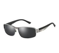 WNCKSQ Vintage Aluminium Sonnenbrille Männer Polarisierte Quadratische Sonnenbrille Schattierungen Fahrer Brille,GUN,1