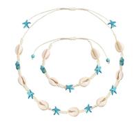 Wnddle 2 Stück Muschel Halskette Armband Set, Muschelkette und Muschelarmband, Damen Natural Shell Choker Halsketten Armband Schmuck Set Boho Muschelkette, Natural Shell Choker Halskette