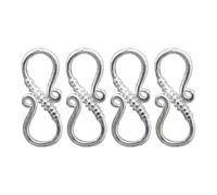 WNDUOKXH Schmuckverschlüsse aus Sterlingsilber, S Haken Verschluss, stilvolle Ösen Fischhaken Halskettenverbinder Sets, DIY Armbänder und Halsketten Zubehör, Silber, ohne Sprungringe