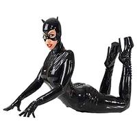 WNRLL Damen Jumpsuit Glänzende Lackleder Overall Leder Body Katzenmädchen Halloween Cosplay Kleidung,XXL