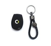 WOAFEY Auto-Fernbedienungszubehör, gerader Schlüssel, Farbe, Silikonhülle, Schlüsselanhänger, Dekoration für Smart 453 Fortwo Forfour,Black