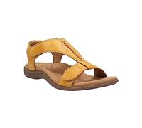 Woaikeyu Damen-Sandalen, modisch, flach, Frühling und Sommer, offener Zehenbereich, flache Sandalen, runder Zehenbereich, leicht, atmungsaktiv, große Größe, gelb, 35 EU