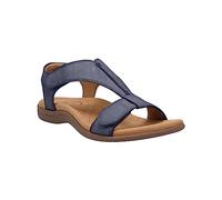 Woaikeyu Damen-Sandalen, modisch, flach, Frühling und Sommer, offener Zehenbereich, flache Sandalen, runder Zehenbereich, leicht, atmungsaktiv, große Größe, blau, 35 EU