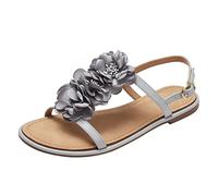 Woaikeyu Damen-Sandalen, modisch, flach, lässig, Blume, Fee, Wind, Boho, Strandsandalen, niedlich, Hausschuhe für Frauen, Tiere, grau, 37 EU