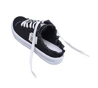 Woaikeyu Damen-Sneaker, lässig, Schnürung, Sportschuhe, Segeltuch, modisch, für Damen, Freizeitschuhe, flache Leinenschuhe, Schwarz, 40 EU