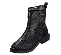 Woaikeyu Damen-Stiefel aus Netzstoff, atmungsaktiv, zum Schnüren, flache Schuhe, Freizeitschuhe, Uni, leicht, Arbeitsschuhe, sportlich, atmungsaktiv, Slip, Arbeit, Trainer, 1 x Schwarz, 39 EU