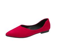Woaikeyu Damenschuhe mit spitzer Zehenpartie aus Wildleder, einfarbig, flach, flach, 723-1093, rot, 37 EU