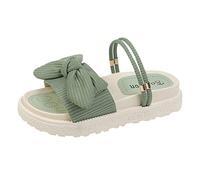 Woaikeyu Flache Damen-Sandalen, Schleife, lässig, offene Zehen, römische Form, Hausschuhe, Sandalen für den Außenbereich, grün, 37 EU