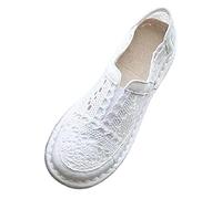 Woaikeyu Flache Damen-Sneaker, atmungsaktiv, Spitze, Netzstoff, Blumen, lässig, Sportschuhe, Outdoor, bequem, modisch, Sneakers, Z2 Weiß, 39 EU