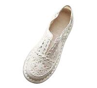 Woaikeyu Flache Damen-Sneaker, atmungsaktiv, Spitze, Netzstoff, Blumen, lässig, Sportschuhe, Outdoor, bequem, modisch, Sneakers, Z2 Beige, 38 EU